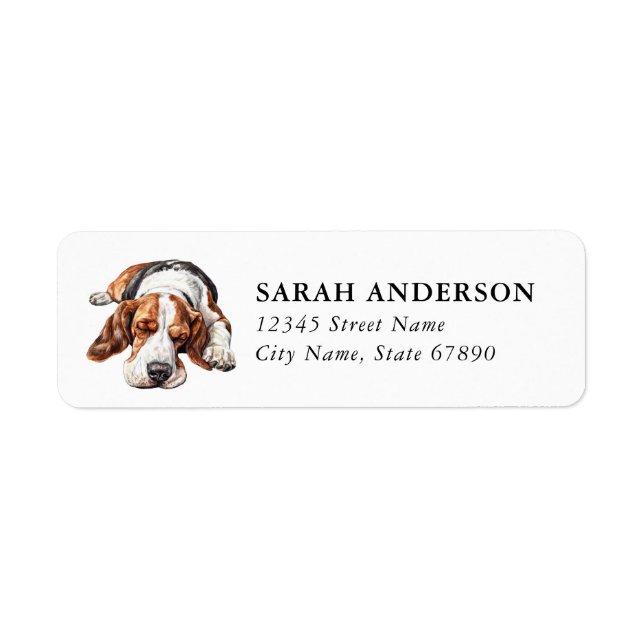 Basset Hound Dog Return Address Labels (Front)