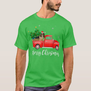 Basset Hound Dog Riding Red Truck Christmas  T-Shirt