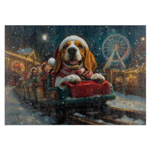 Basset Hound Dog Roller Coaster Christmas Cutting Board