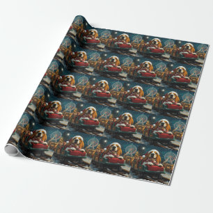 Basset Hound Dog Roller Coaster Christmas Wrapping Paper