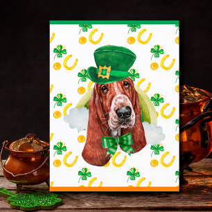 Basset Hound Dog Shamrock St. Patricks Day Holiday Postcard