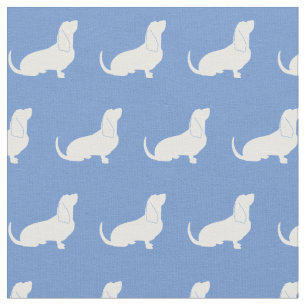 Basset Hound Dog Silhouette Pet Light Blue Fabric