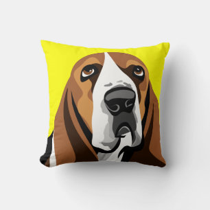 Basset Hound Dog Throw Pillow