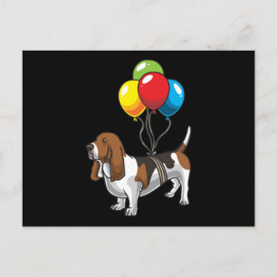 Basset Hound Dog with Ballons Postcard