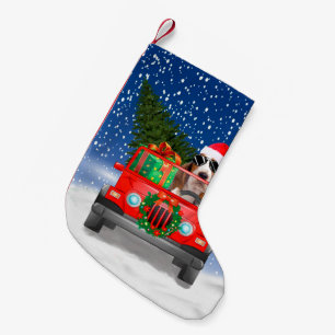 "basset hound dog with Christmas gifts Small Christmas Stocking