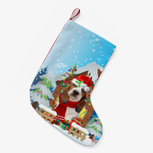 Basset Hound dog with Christmas gifts Small Christmas Stocking