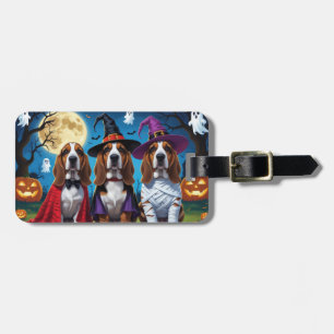 Basset Hound Dogs Pumpkin Halloween Funny Luggage Tag