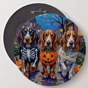 Basset Hound Dogs Trick-or-Treating in Halloween  6 Inch Round Button