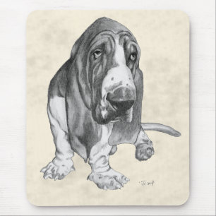 Basset Hound Drawing Mouse Pad