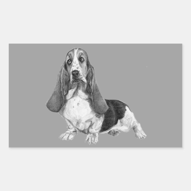 Basset Hound Drawing Sticker (Front)