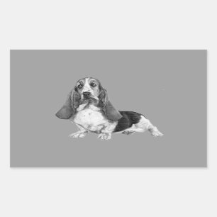 Basset Hound Drawing Sticker