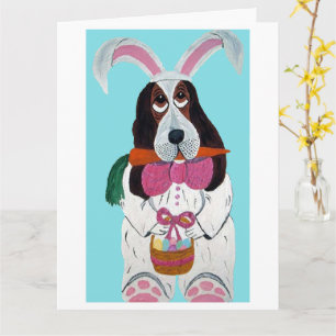 Basset Hound Easter Bunny Card