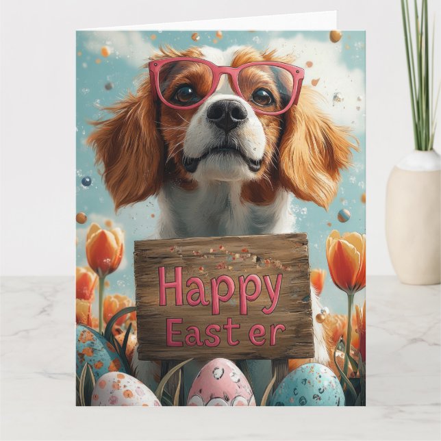 Basset Hound Easter Eggs  Card (Front)