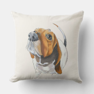 Basset Hound  Face Cute and Lovable  Love Bassett Throw Pillow
