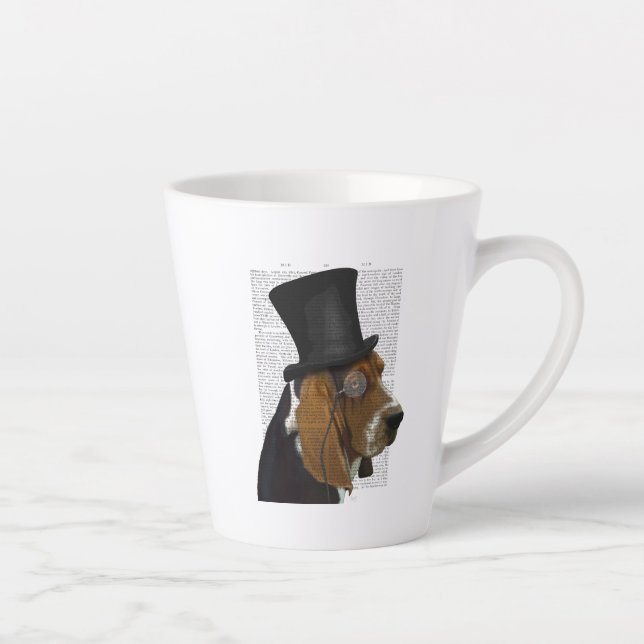 Basset Hound, Formal Hound and Hat Latte Mug (Right)