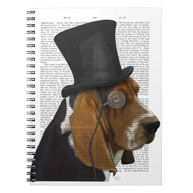 Basset Hound, Formal Hound and Hat Notebook (Front)