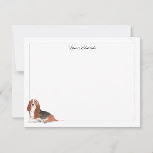 Basset Hound Gray Border Personalized Card
