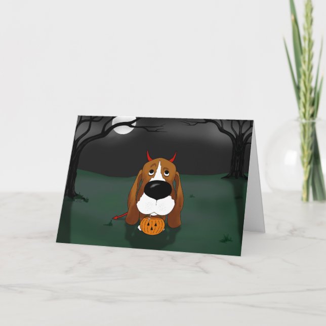 Basset Hound Halloween Card (Front)