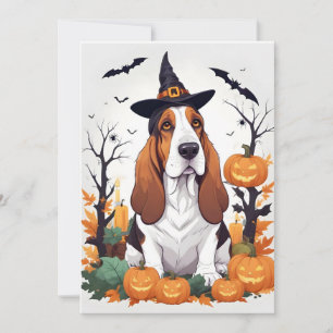Basset Hound Halloween Cute Adorable Funny Animal  Invitation