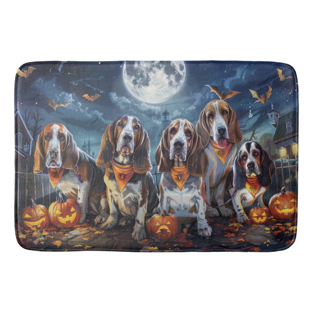 Basset Hound Halloween Spooky Bath Mat (Front)