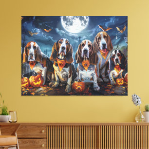 Basset Hound Halloween Spooky Canvas Print