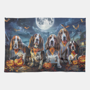 Basset Hound Halloween Spooky Kitchen Towel