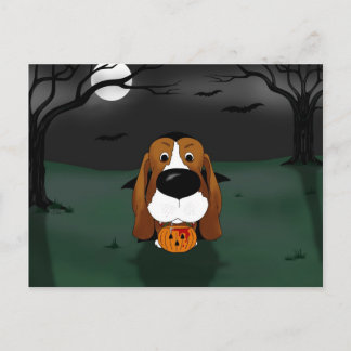 Basset Hound Halloween Vampire Postcard