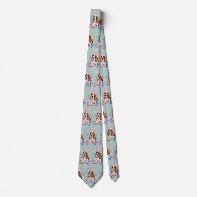 Basset Hound Happy Easter Tie (Front)