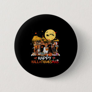 Basset Hound Happy Hallothanksmas Halloween Thanks 2 Inch Round Button