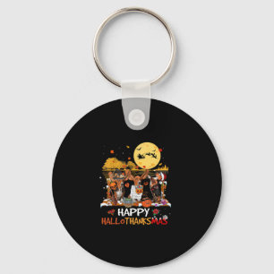 Basset Hound Happy Hallothanksmas Halloween Thanks Keychain