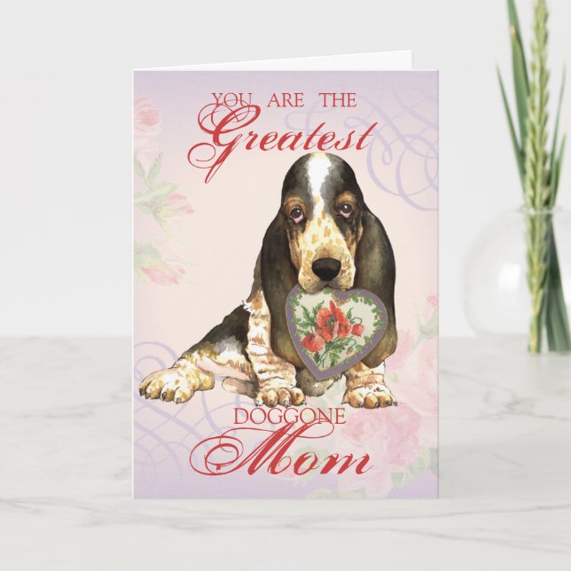 Basset Hound Heart Mom Card (Front)