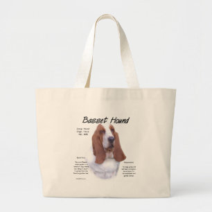 Basset Hound History; All About Basset Hounds Large Tote Bag
