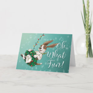 Basset Hound Holiday Card - Oh What Fun!