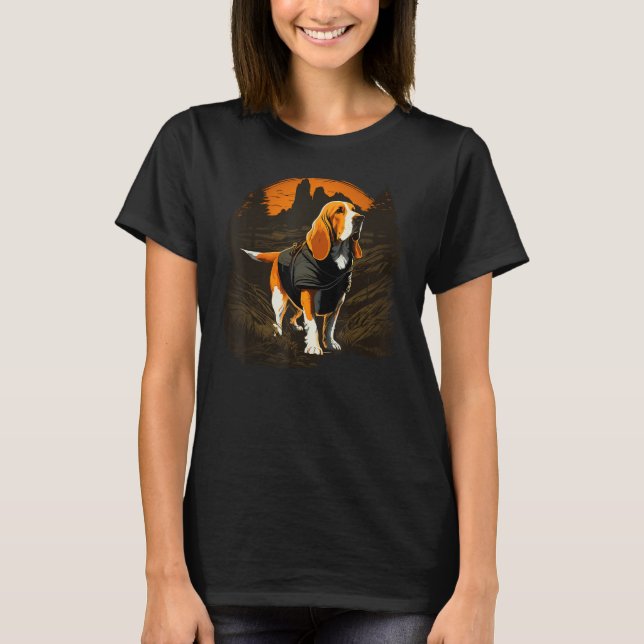 Basset Hound Hunter on Basset Hound Game Hunting T-Shirt (Front)