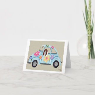 Basset Hound in Hippie car  Invitation