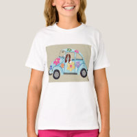 Basset Hound in Hippie Car