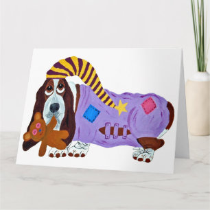 Basset Hound in PJs with teddy bear Thank You Card