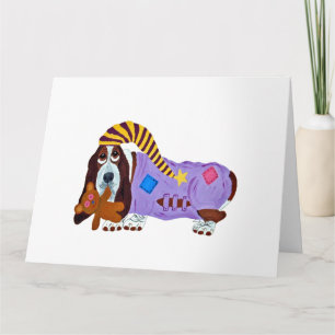 Basset Hound in Pyjamas with teddy bear Thank You Card