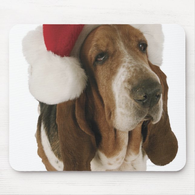 Basset hound in Santa hat Mouse Pad (Front)