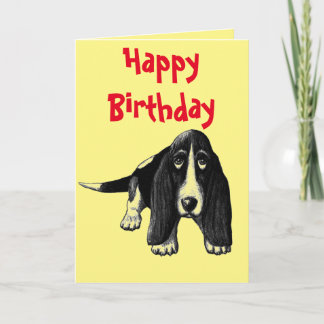 Basset hound ink pen drawing happy birthday card