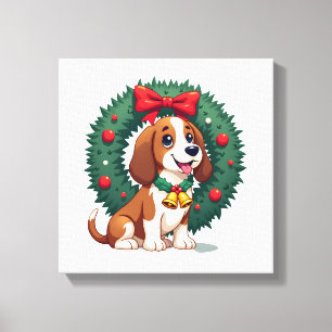 Basset Hound Jingle Bell Canvas Print