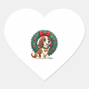 Basset Hound Jingle Bells dog Heart Sticker