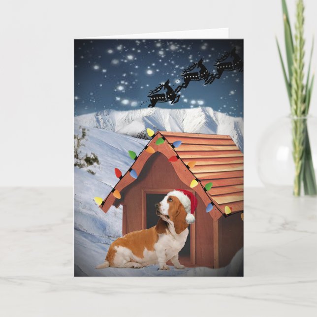 Basset Hound Joyeuses cartes de Noël (Devant)