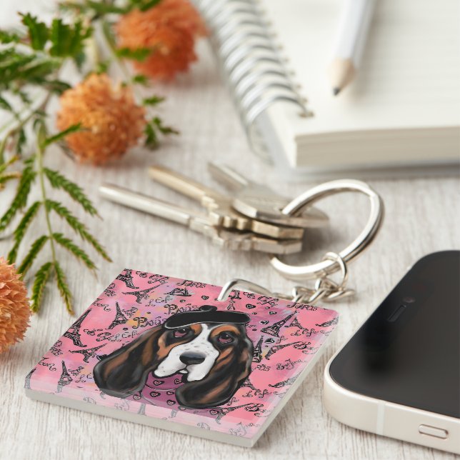 Basset Hound Keychain (Front Right)