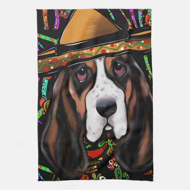 BASSET HOUND KITCHEN TOWEL (Vertical)