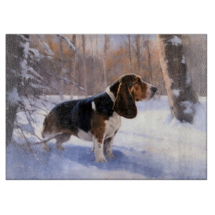 Basset Hound Let It Snow Christmas Cutting Board