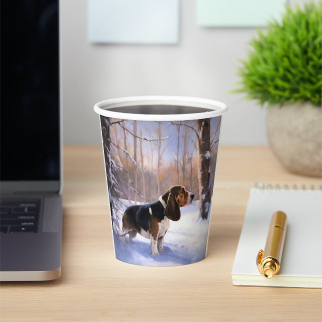 Basset Hound Let It Snow Christmas Paper Cups (Insitu)