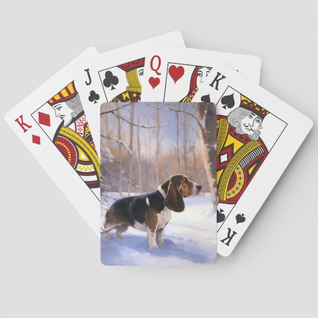 Basset Hound Let It Snow Christmas Playing Cards (Back)
