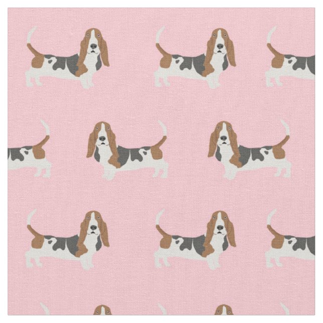 Basset Hound light pink Fabric (Close Up)