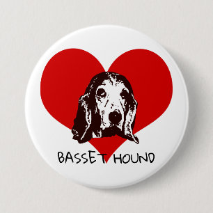 Basset Hound Love 3 Inch Round Button